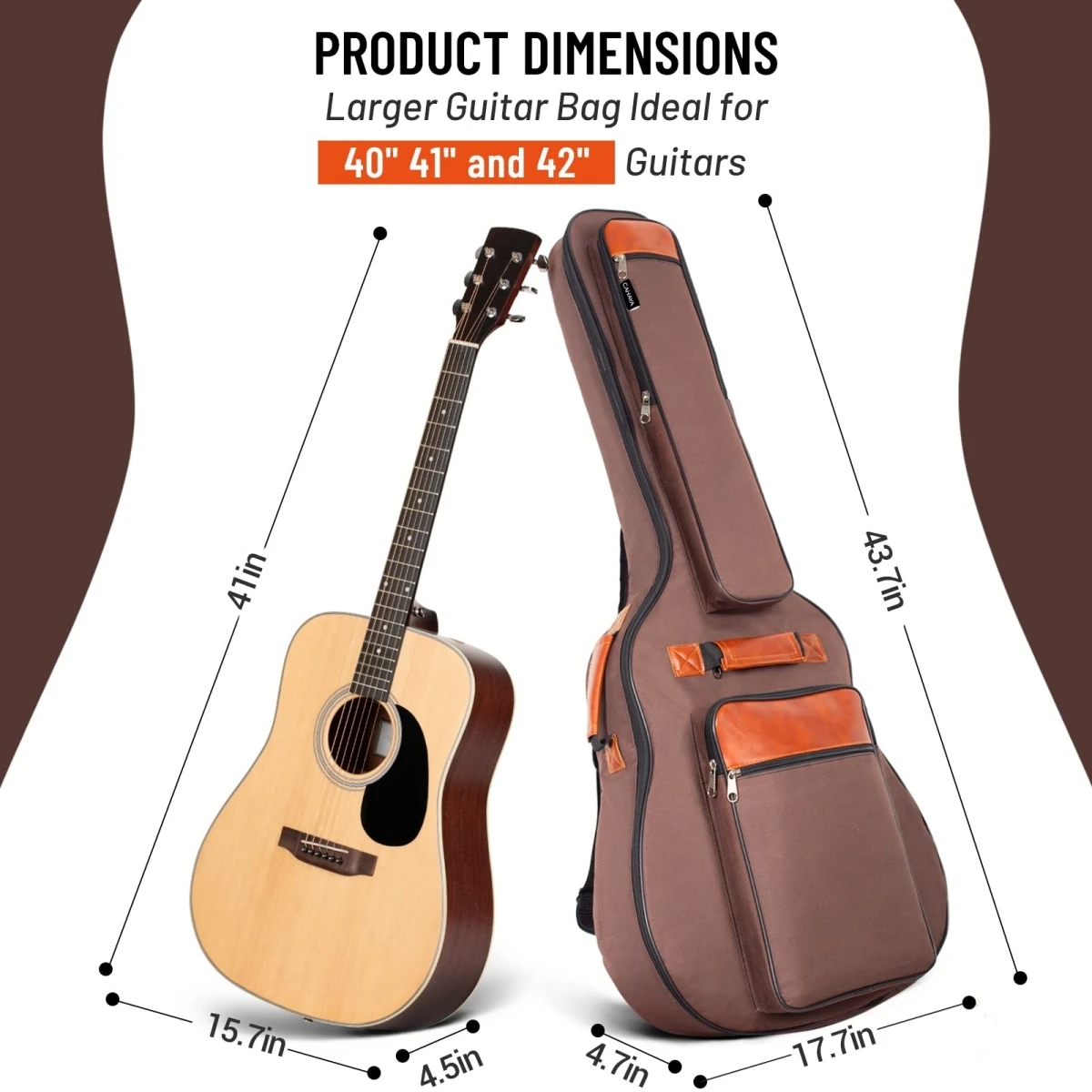 AliExpress Miwayer Waterproof Acoustic Guitar Bag, 41 Inch, Oxford Nylon, Thick Padded Cotton, Double Shoulder Straps, for Gig or Daily Use, view 2