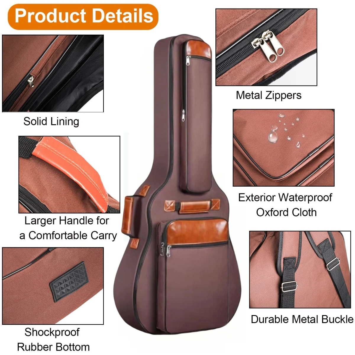 AliExpress Miwayer Waterproof Acoustic Guitar Bag, 41 Inch, Oxford Nylon, Thick Padded Cotton, Double Shoulder Straps, for Gig or Daily Use, view 3