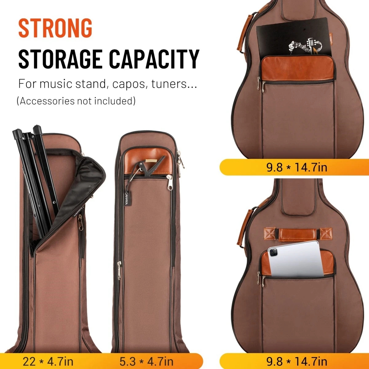 AliExpress Miwayer Waterproof Acoustic Guitar Bag, 41 Inch, Oxford Nylon, Thick Padded Cotton, Double Shoulder Straps, for Gig or Daily Use, view 4