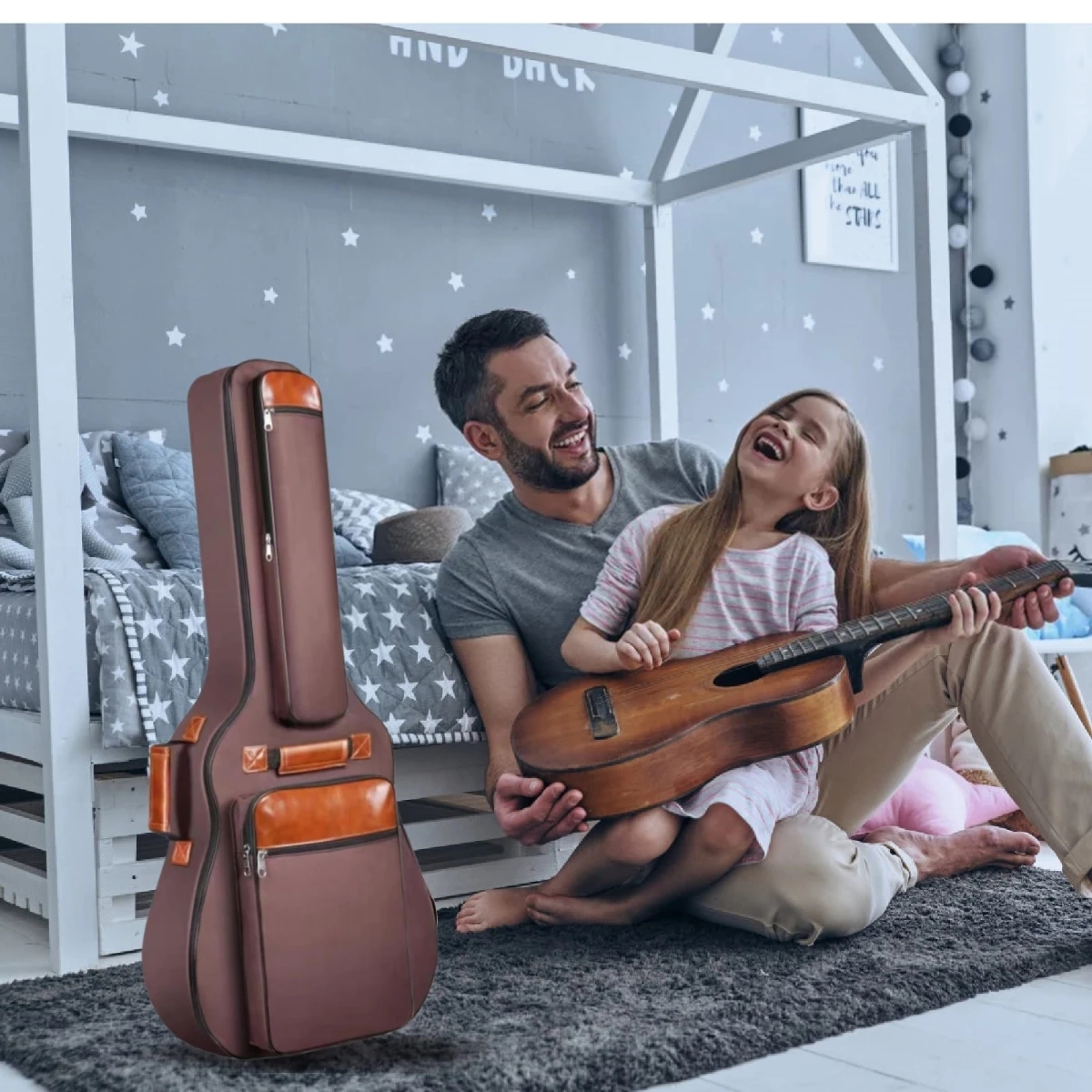 AliExpress Miwayer Waterproof Acoustic Guitar Bag, 41 Inch, Oxford Nylon, Thick Padded Cotton, Double Shoulder Straps, for Gig or Daily Use, view 6