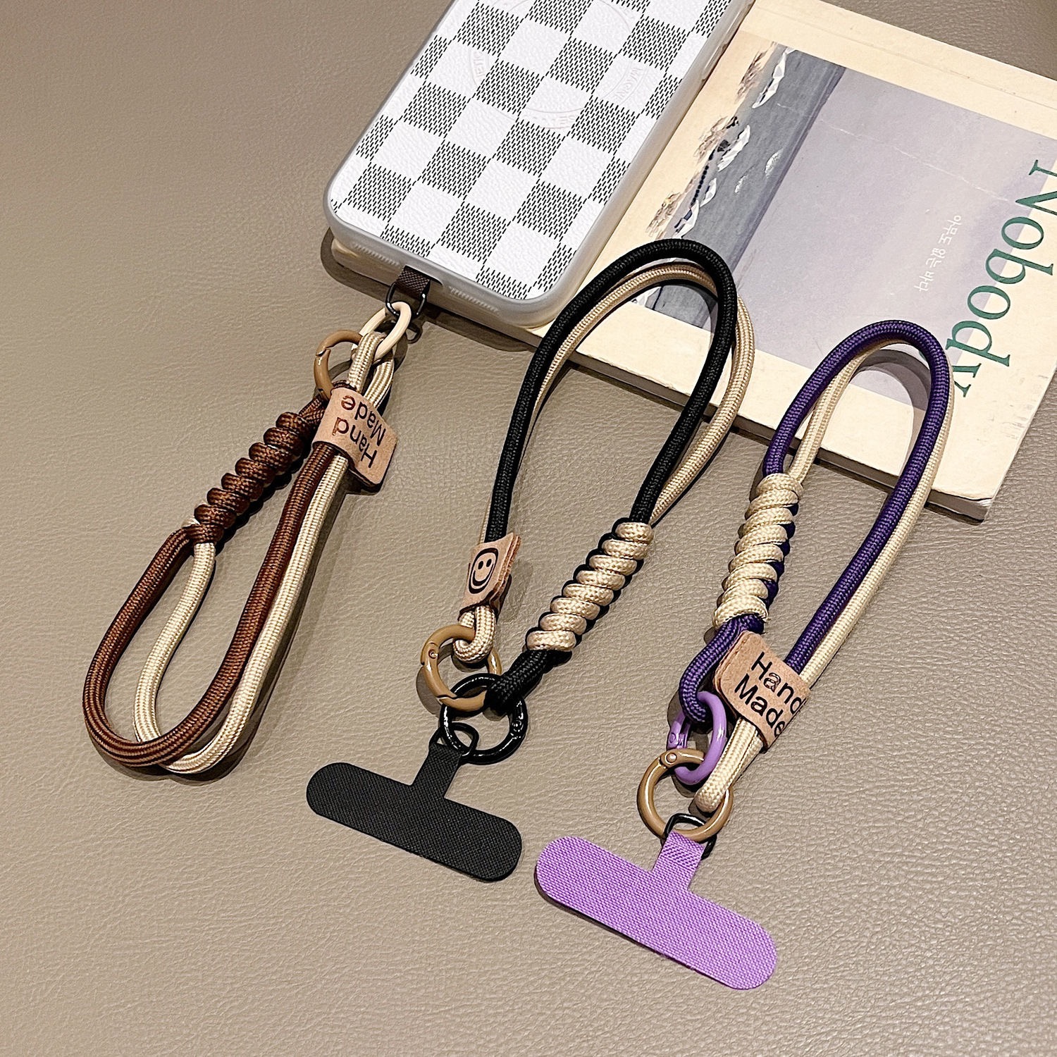AliExpress Mobile Phone Lanyard Luxury Braided Wrist Mobile Phone Lanyard Hand-held Pendant Anti-fall Multifunctional Wristband, view 2