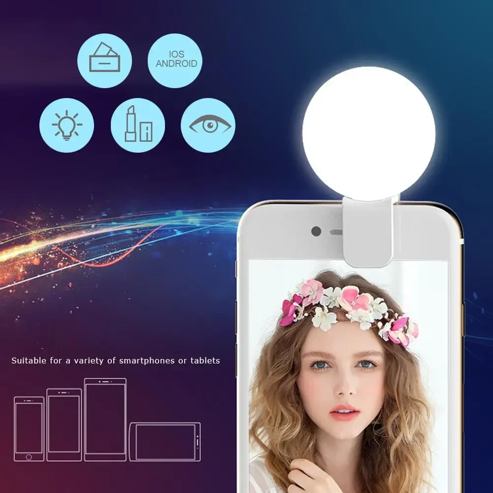 AliExpress Mobile Phone LED Selfie Ring Light Portable Mini Durable Practical Three Stop Dimming Circle Photography Clip Fill Light, view 6