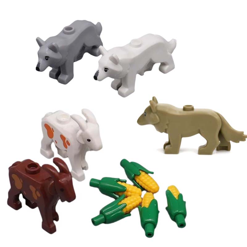 AliExpress MOC Animal Scene Building Blocks Cats Dogs Sheep Pigs Chickens Eagle Parrots Dolphin Zoo Fram Accessories DIY Toys Bricks T14, view 6
