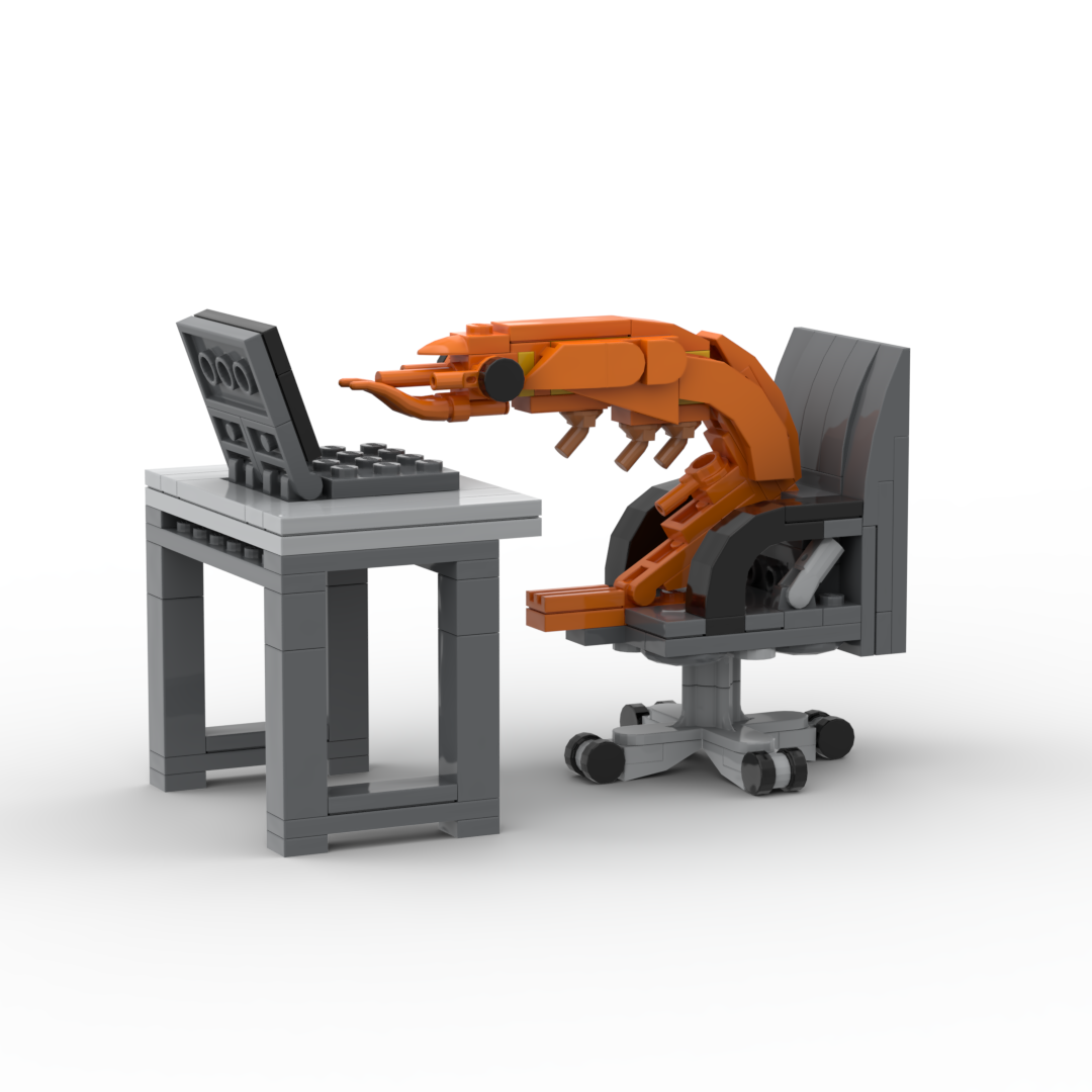 AliExpress MOC Building block shrimp model figurines, puzzle assembly, boys and girls randomly mixing, Internet celebrity creative parodies