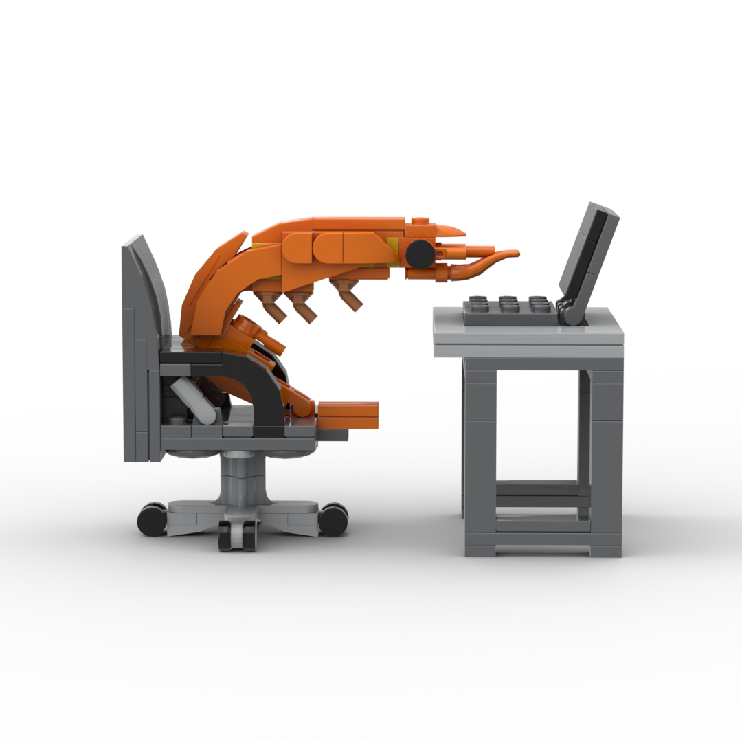 AliExpress MOC Building block shrimp model figurines, puzzle assembly, boys and girls randomly mixing, Internet celebrity creative parodies, view 2
