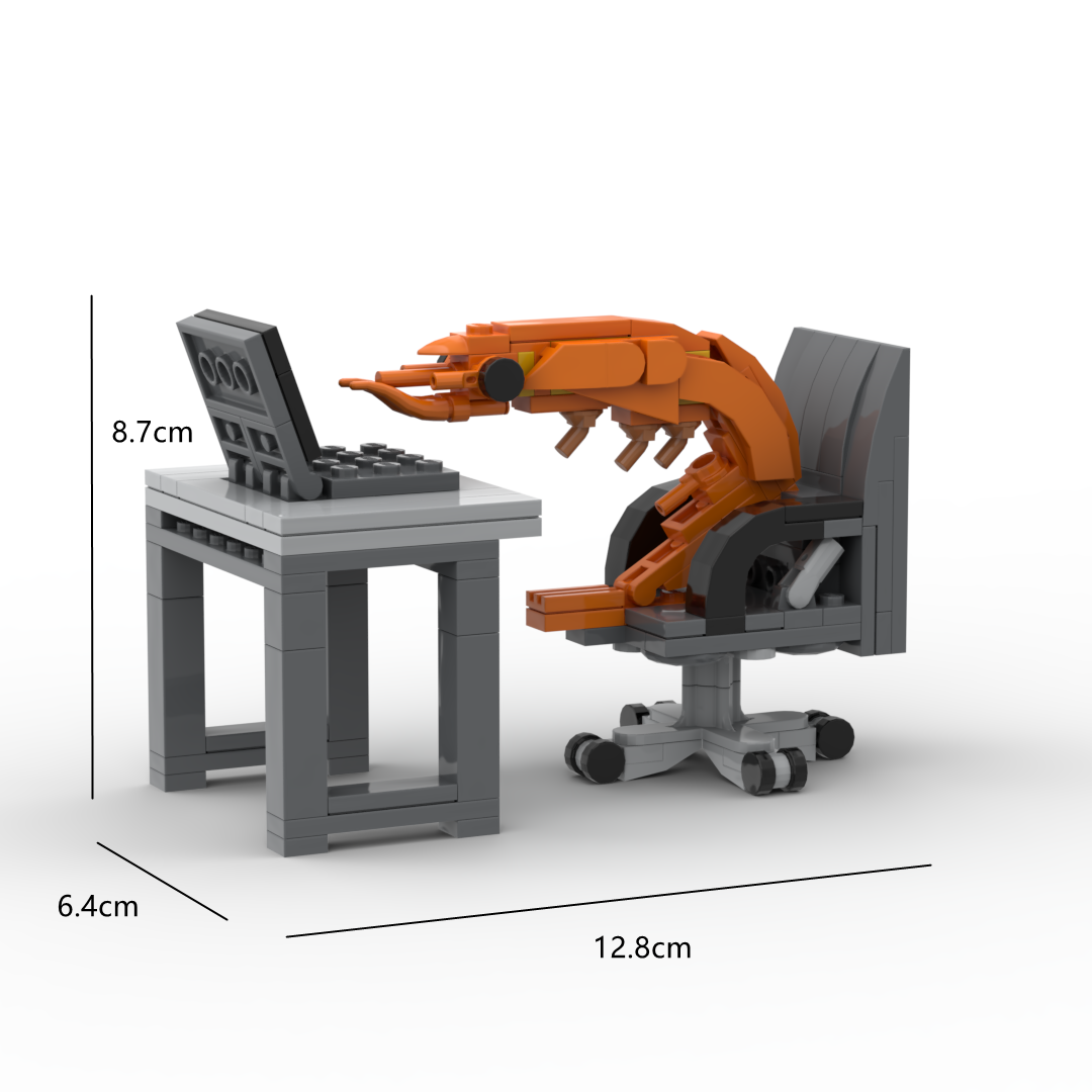AliExpress MOC Building block shrimp model figurines, puzzle assembly, boys and girls randomly mixing, Internet celebrity creative parodies, view 5