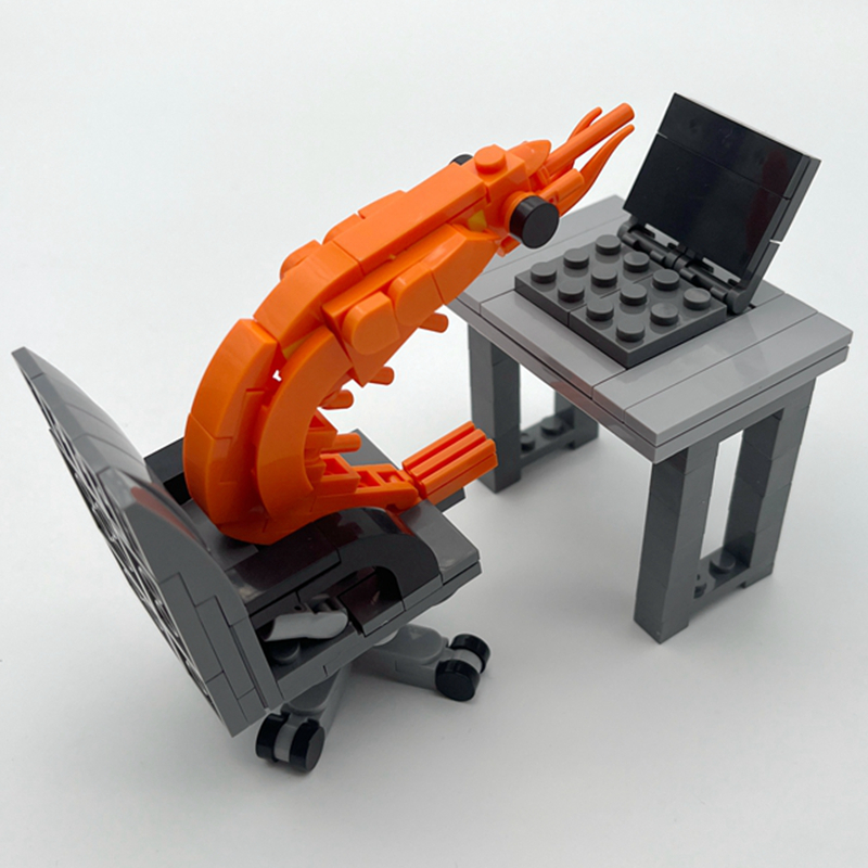 AliExpress MOC Building Block Shrimp Model Figurines Puzzle Assembly Kit for Boys And Girls Internet Celebrity Creative Parodies Toy, view 2