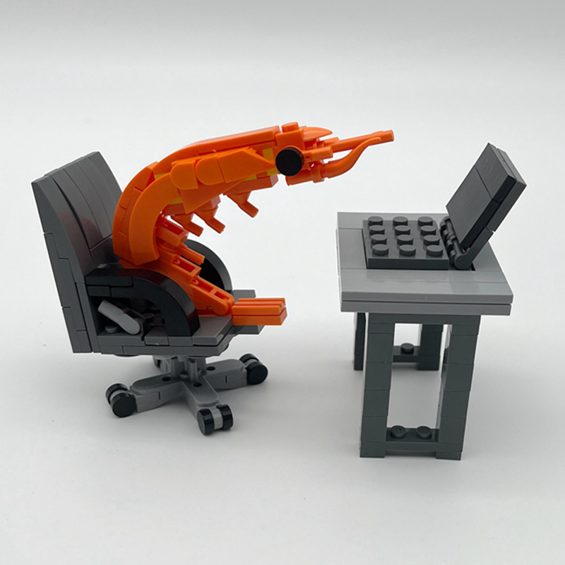 AliExpress MOC Building Block Shrimp Model Figurines Puzzle Assembly Kit for Boys And Girls Internet Celebrity Creative Parodies Toy, view 4