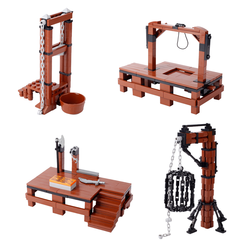 AliExpress MOC Medieval Prison Execution Ground Hanging Cage Building Blocks Kit Castle Scene Assemble Toys