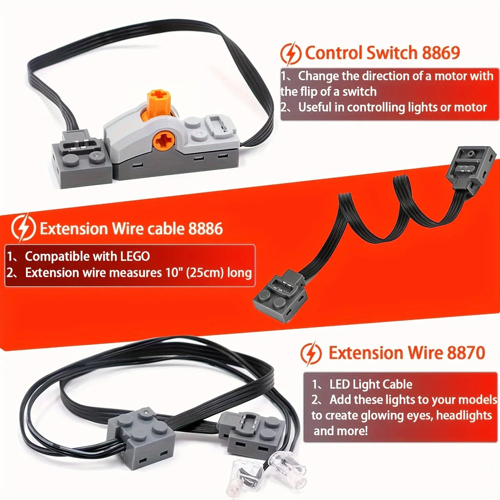 AliExpress MOC Power Functions Servo Train Motor Battery Box Switch Light IR Remote Control Receiver Technical Parts Set Building Blocks, view 5
