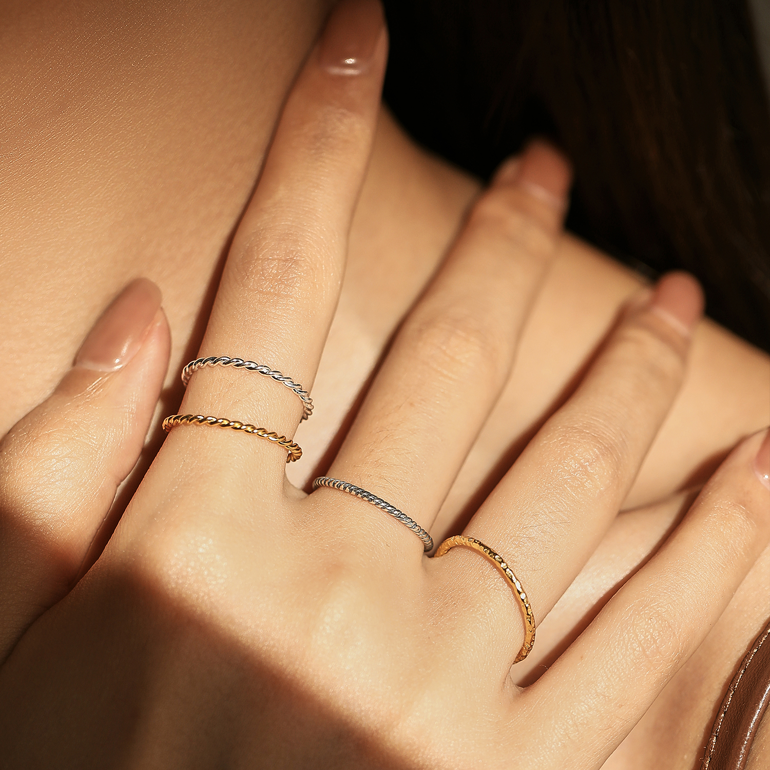 AliExpress MODIAN 925 Silver Wave Geometric Stackable Ring, view 4