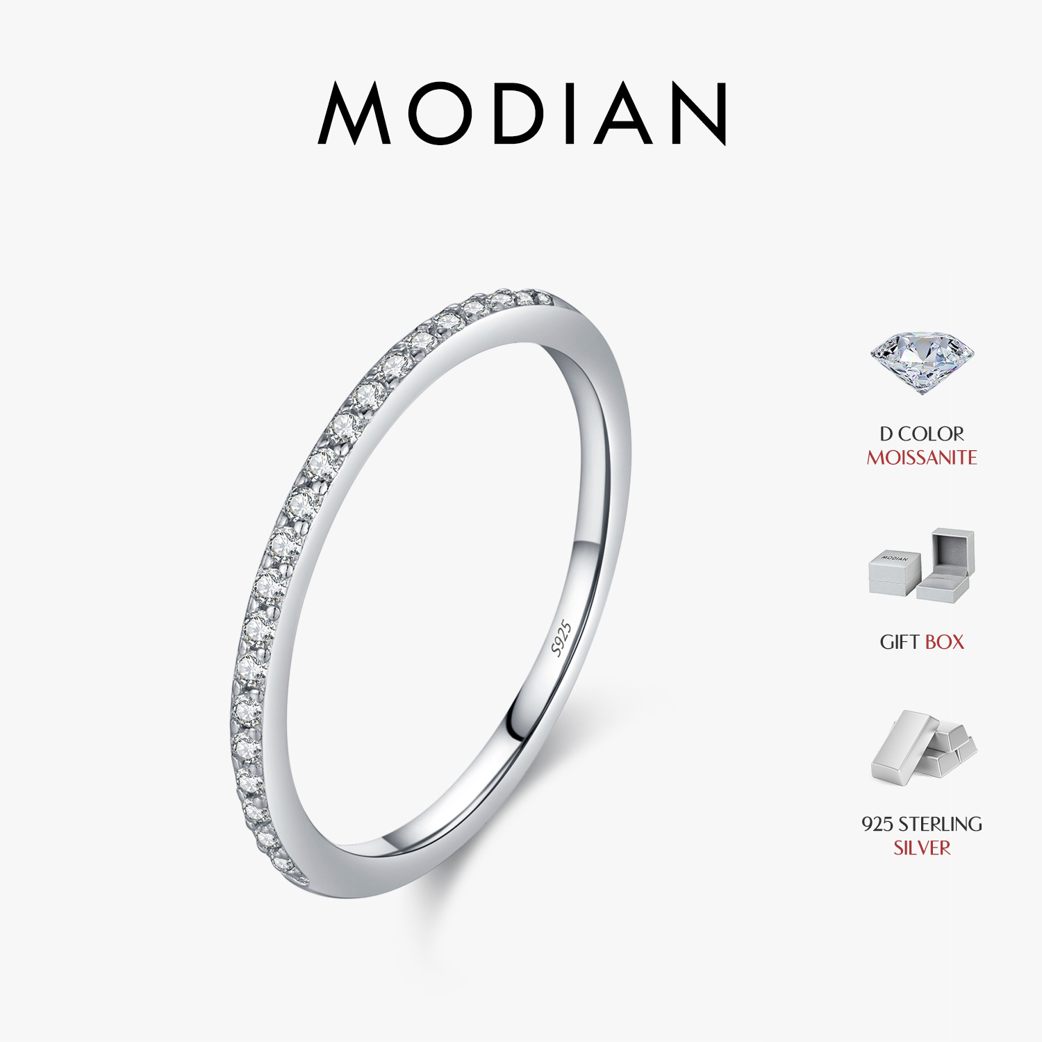 AliExpress MODIAN 925 Silver Moissanite Eternity Band