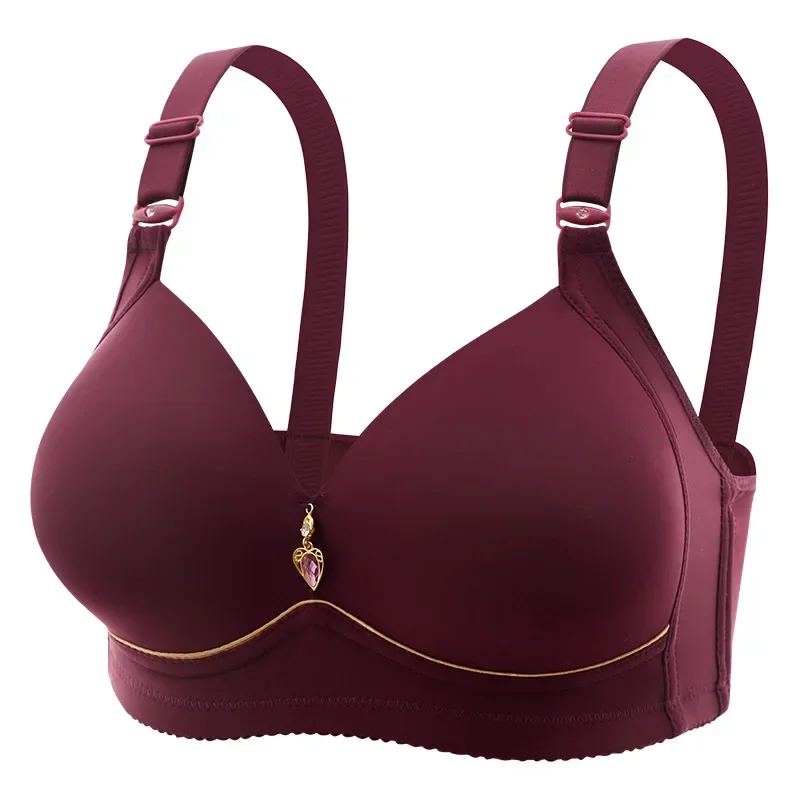 AliExpress Mom Brassiere Without Steel Ring Breathable Gathered Ladies Underwear Non-magnetic Thin Cup Glossy Obese Female Ladies Bra, view 5