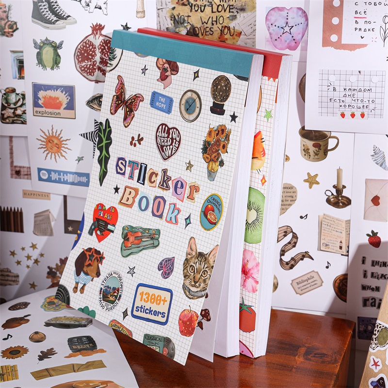 AliExpress Moment Paper Scrapbooking Sticker Book 50 Different Patterns with Animals Plants Fruits Aesthetic Material for DIY Craft Planner, view 3