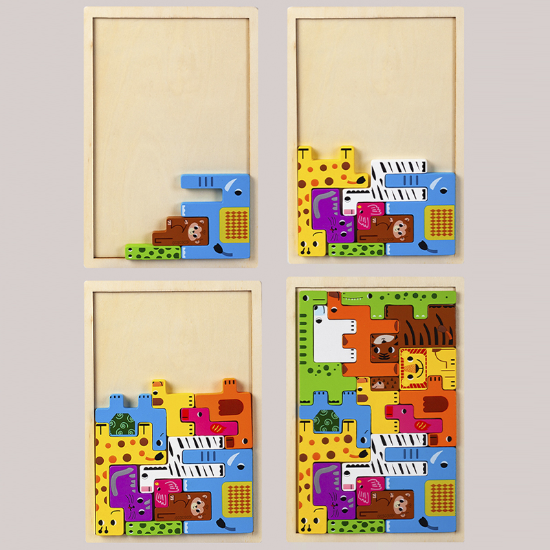 AliExpress Montessori Animal Characters Transportation Wooden Puzzle Russian Blocks Cute Animals Puzzle Toys Occupation, view 2
