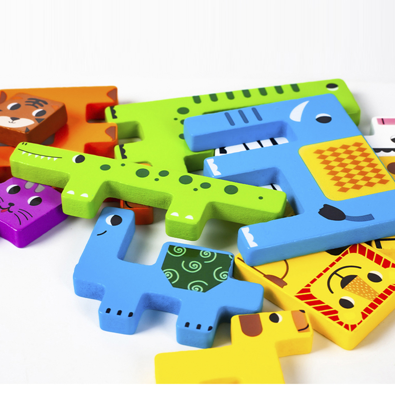 AliExpress Montessori Animal Characters Transportation Wooden Puzzle Russian Blocks Cute Animals Puzzle Toys Occupation, view 6
