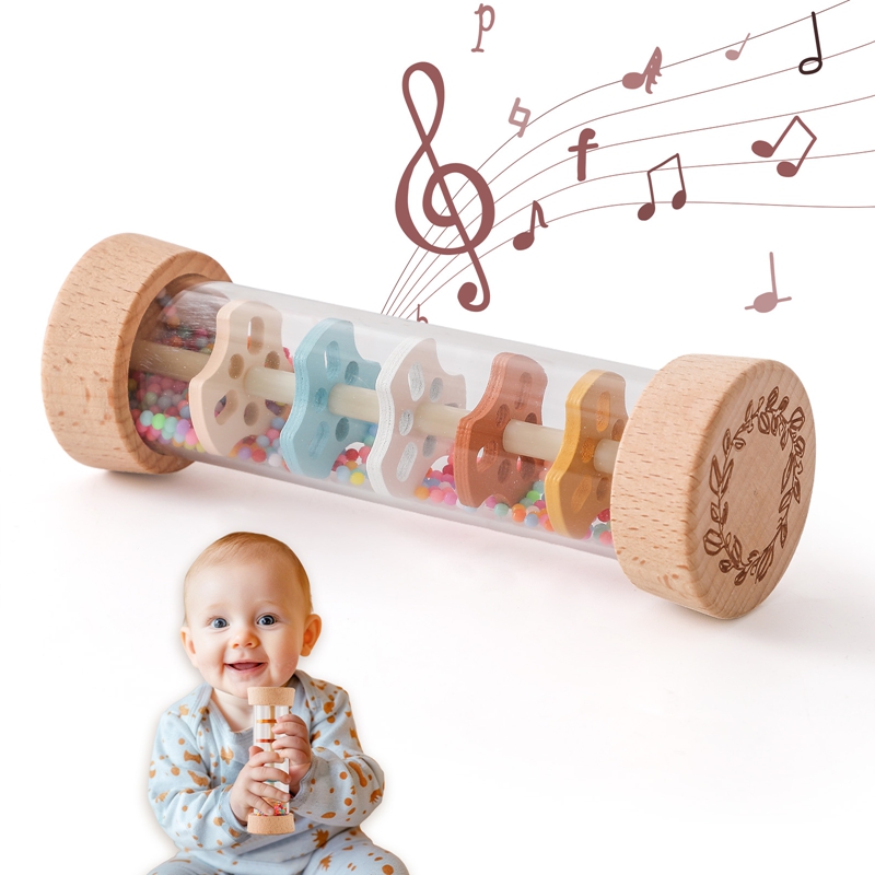 AliExpress Montessori Baby Rain Stick Rainbow Hourglass Rain Music Rattle Baby Educational Toy Colorful Montessori Sensory Toys for Kids