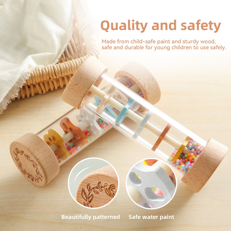 AliExpress Montessori Baby Rain Stick Rainbow Hourglass Rain Music Rattle Baby Educational Toy Colorful Montessori Sensory Toys for Kids, view 3