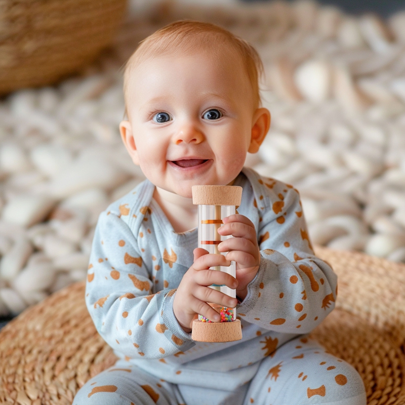 AliExpress Montessori Baby Rain Stick Rainbow Hourglass Rain Music Rattle Baby Educational Toy Colorful Montessori Sensory Toys for Kids, view 5