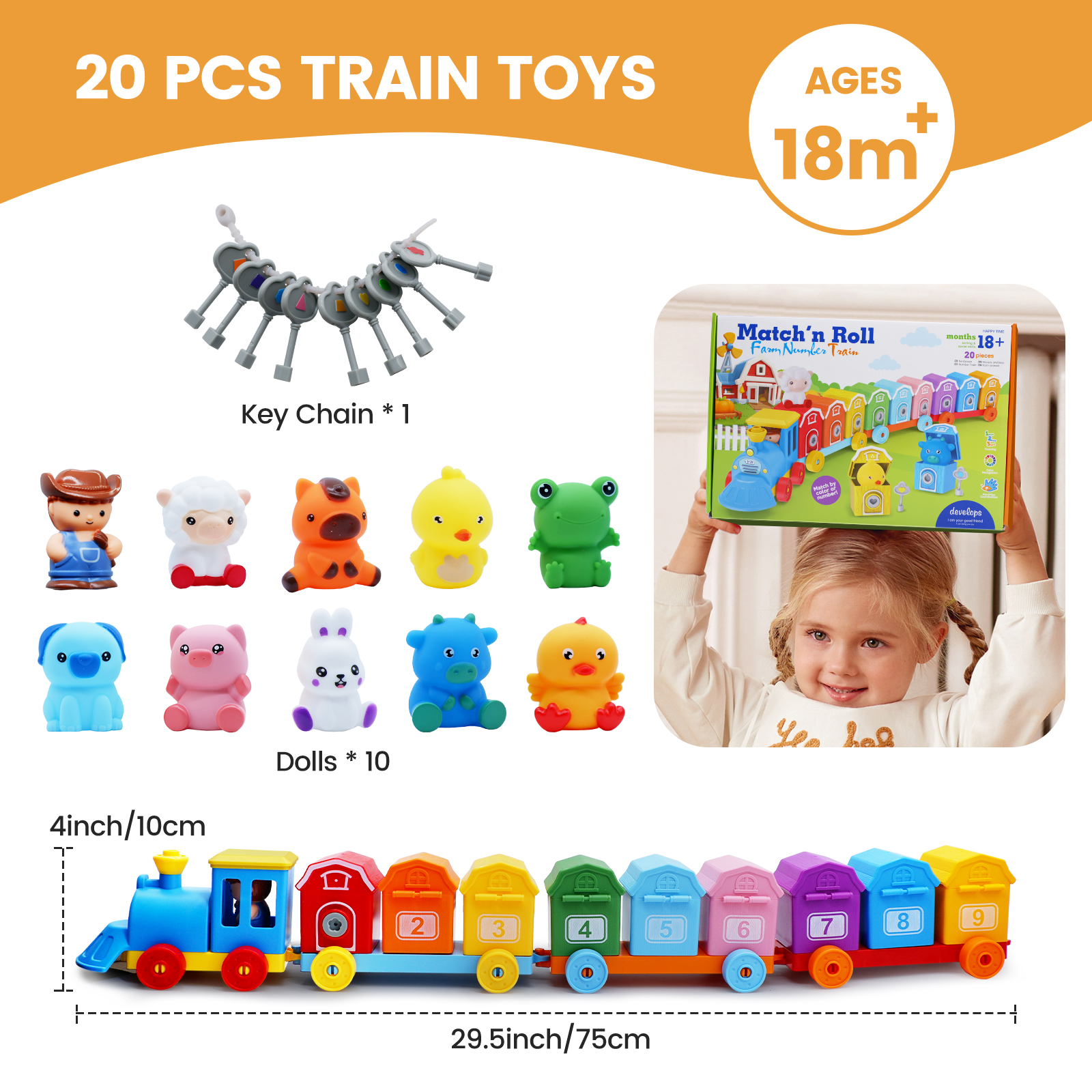 AliExpress Montessori Farm Train Set for Toddlers Learning Counting, Matching & Sorting Fine Motor Skills,Preschool Toy Christmas Gift, view 6