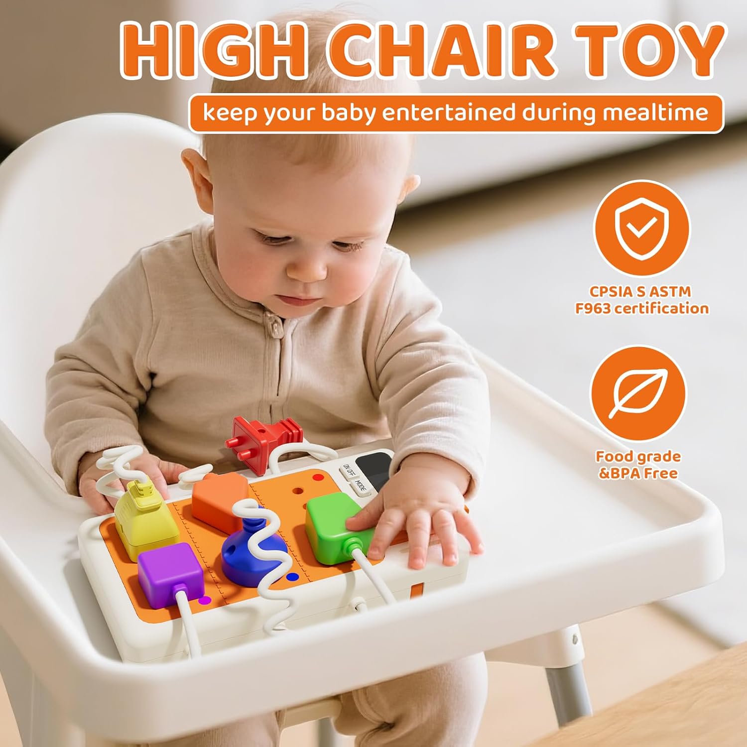 AliExpress Montessori Sensory Toys Plug Outlet Busy Board Toy with Light Sounds Color Shape Matching Toy Gifts for Todders Boys Girls, view 3