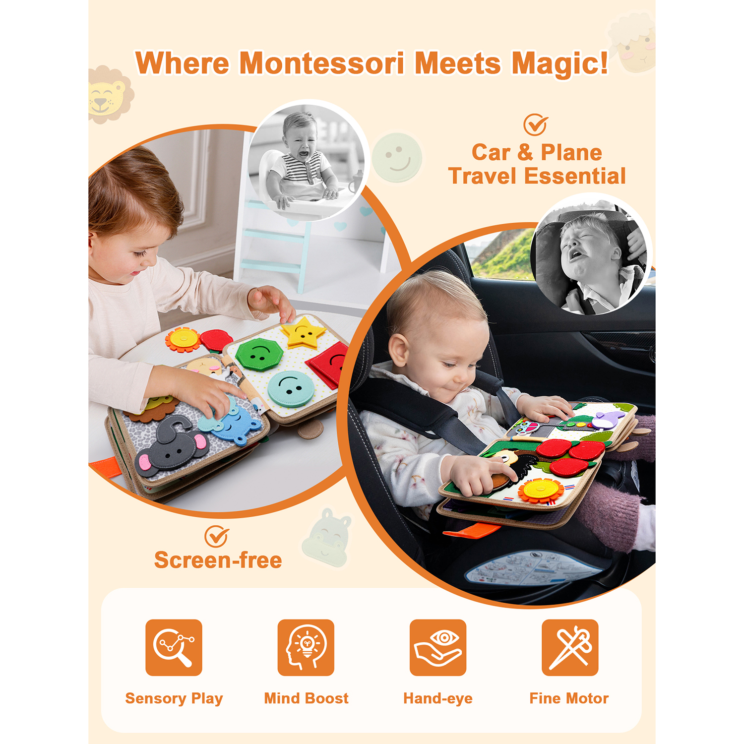 AliExpress Montessori Toy Busy Board Giraffe Busy Book Preschool Learning Educational Quiet Book Sensory Travel Toy for Baby 3 4 5 6 Ages, view 2