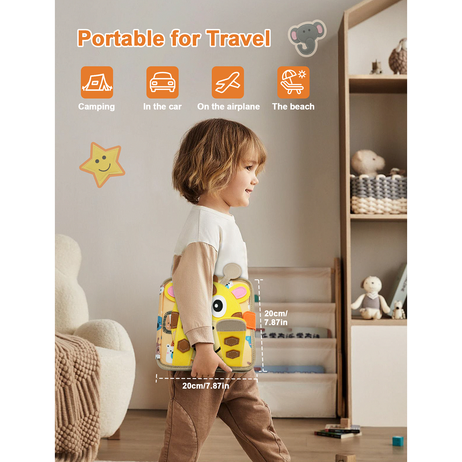 AliExpress Montessori Toy Busy Board Giraffe Busy Book Preschool Learning Educational Quiet Book Sensory Travel Toy for Baby 3 4 5 6 Ages, view 4