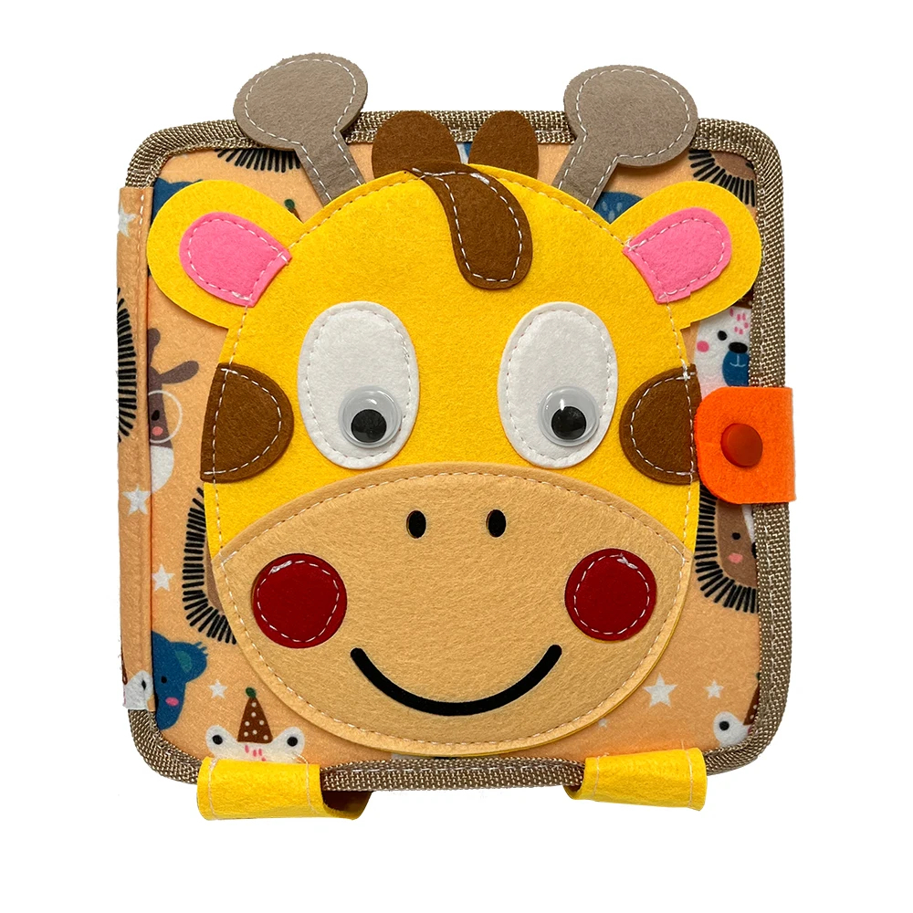 AliExpress Montessori Toy Giraffe Busy Board 3D Felt Book For Fine Motor Skills Early Education Habits Knowledge Developing, view 4