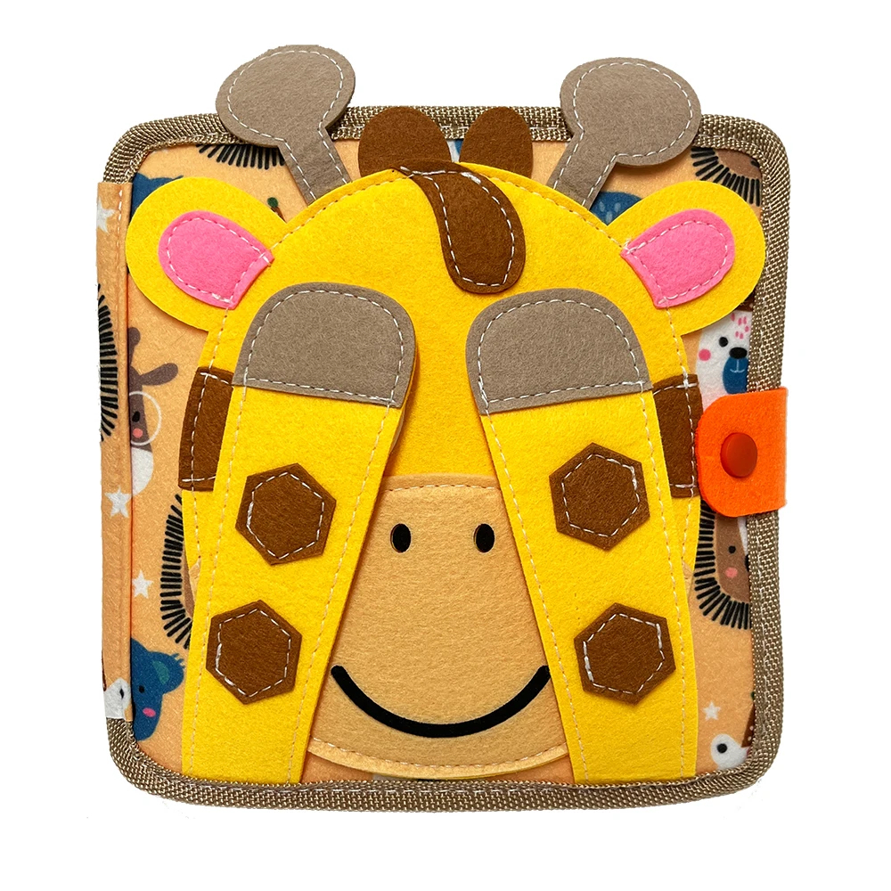 AliExpress Montessori Toy Giraffe Busy Board 3D Felt Book For Fine Motor Skills Early Education Habits Knowledge Developing, view 6