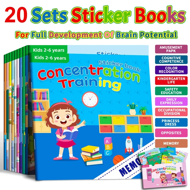 AliExpress Montessori Toys Cartoon Sticker Books Focus on Potential Development Education Sticker Toys for Children 3-6Y