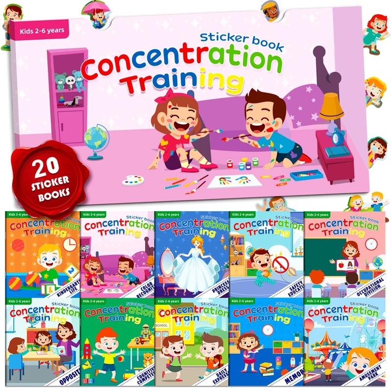 AliExpress Montessori Toys Cartoon Sticker Books Focus on Potential Development Education Sticker Toys for Children 3-6Y, view 3