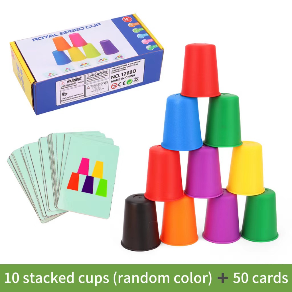 AliExpress Montessori Toys Mini Stack Cup Game With Card Educational Intellectual Enlightenment Color Cognition Logic Training Children