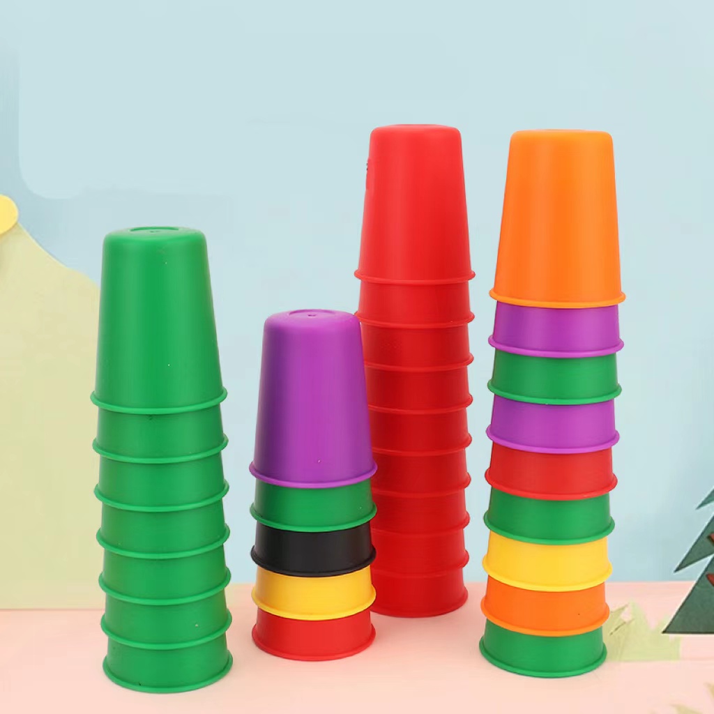 AliExpress Montessori Toys Mini Stack Cup Game With Card Educational Intellectual Enlightenment Color Cognition Logic Training Children, view 2