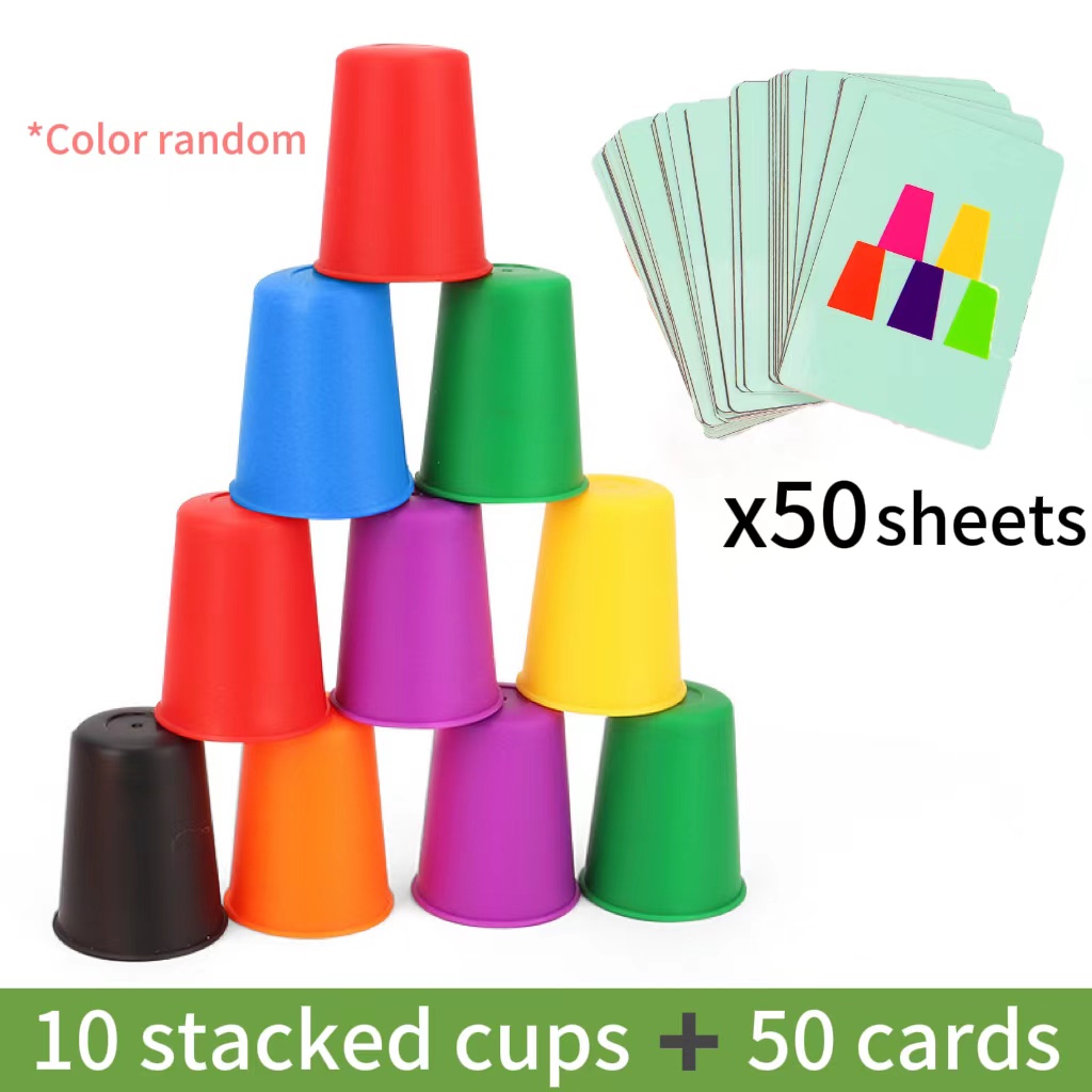 AliExpress Montessori Toys Mini Stack Cup Game With Card Educational Intellectual Enlightenment Color Cognition Logic Training Children, view 6