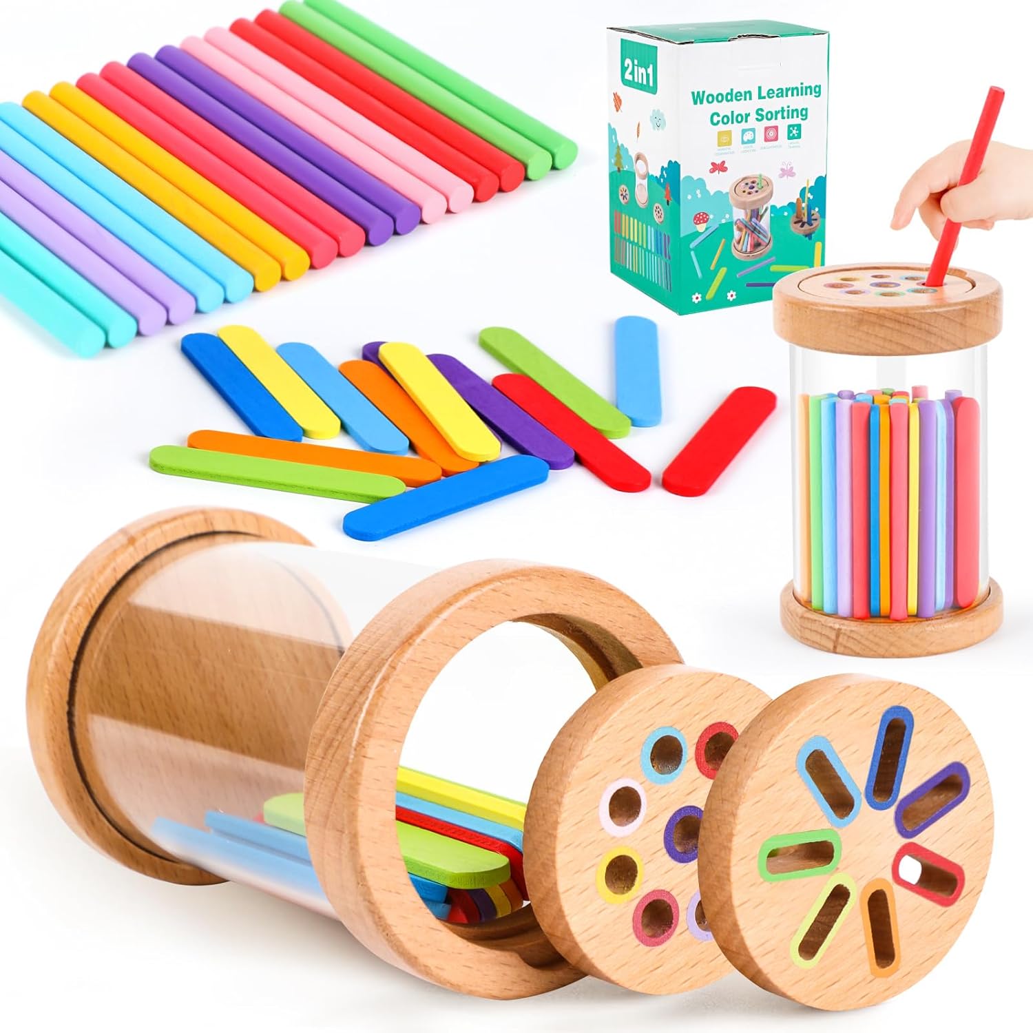 AliExpress Montessori Toys Wooden Color Sorting Toys Fine Motor Skills Sensory Matching Games Educational Kid Toys For 1-3 Year Old 3+ Gift