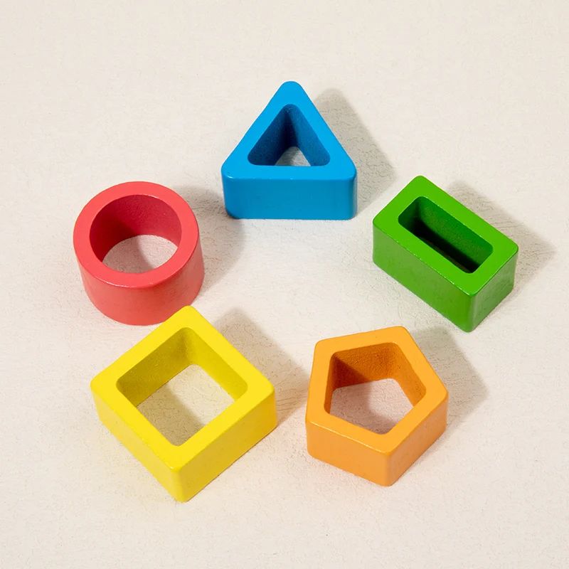 AliExpress Montessori Wooden Sorting Stacking Toys Shape Color Sort Block Puzzles Toddler Geometric Stacking Toys for Baby Early Education, view 4