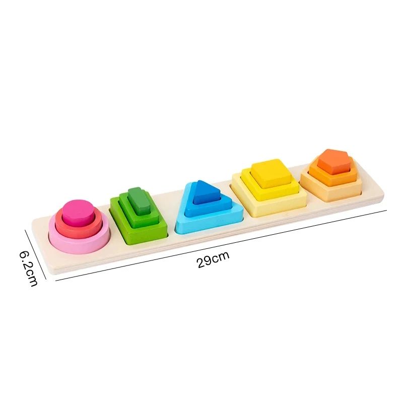 AliExpress Montessori Wooden Sorting Stacking Toys Shape Color Sort Block Puzzles Toddler Geometric Stacking Toys for Baby Early Education, view 6