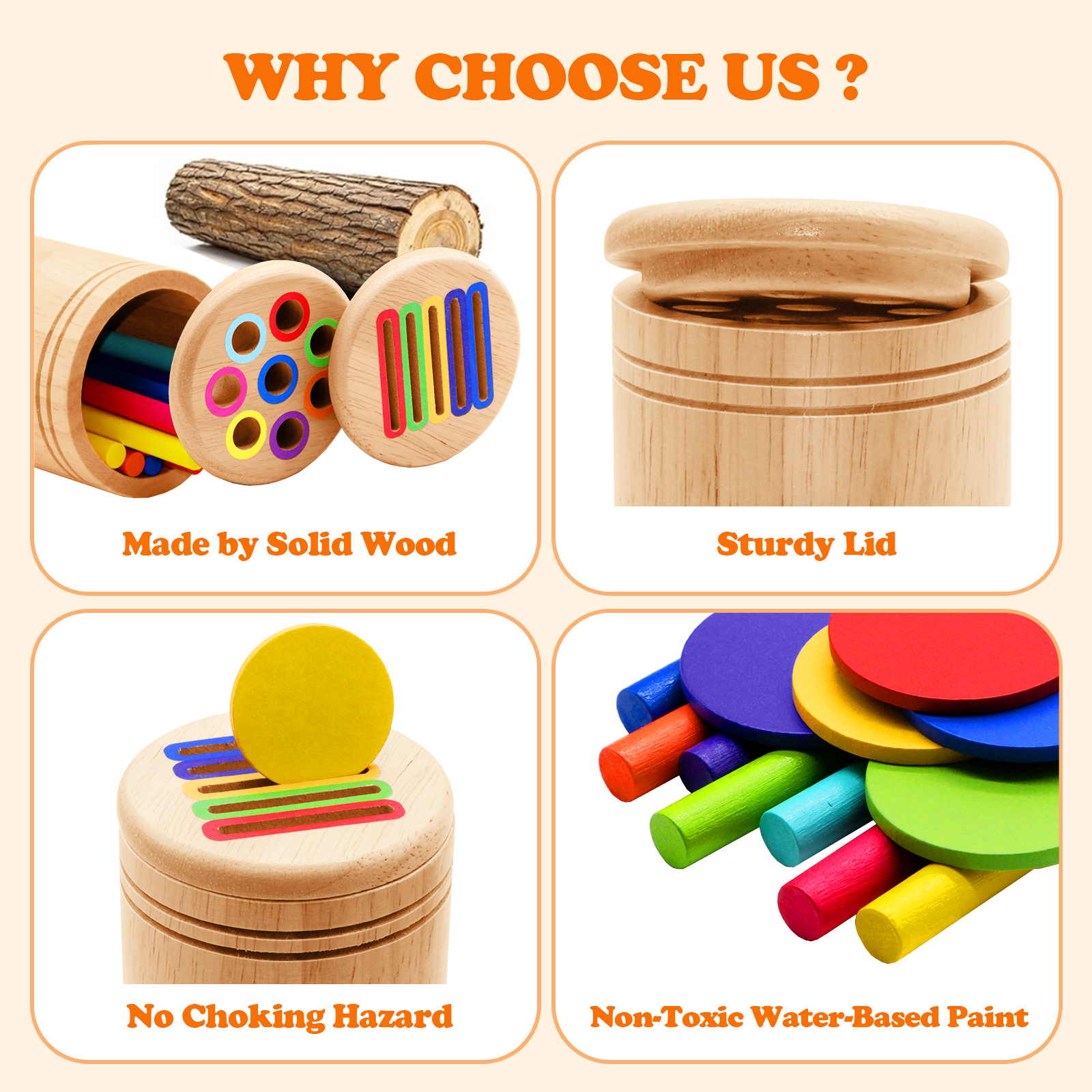 AliExpress Montessori Wooden Toys Color Sorting Fine Motor Toys Shape Matching Sensory Toys Early Educational Puzzle Toys for Toddlers, view 6