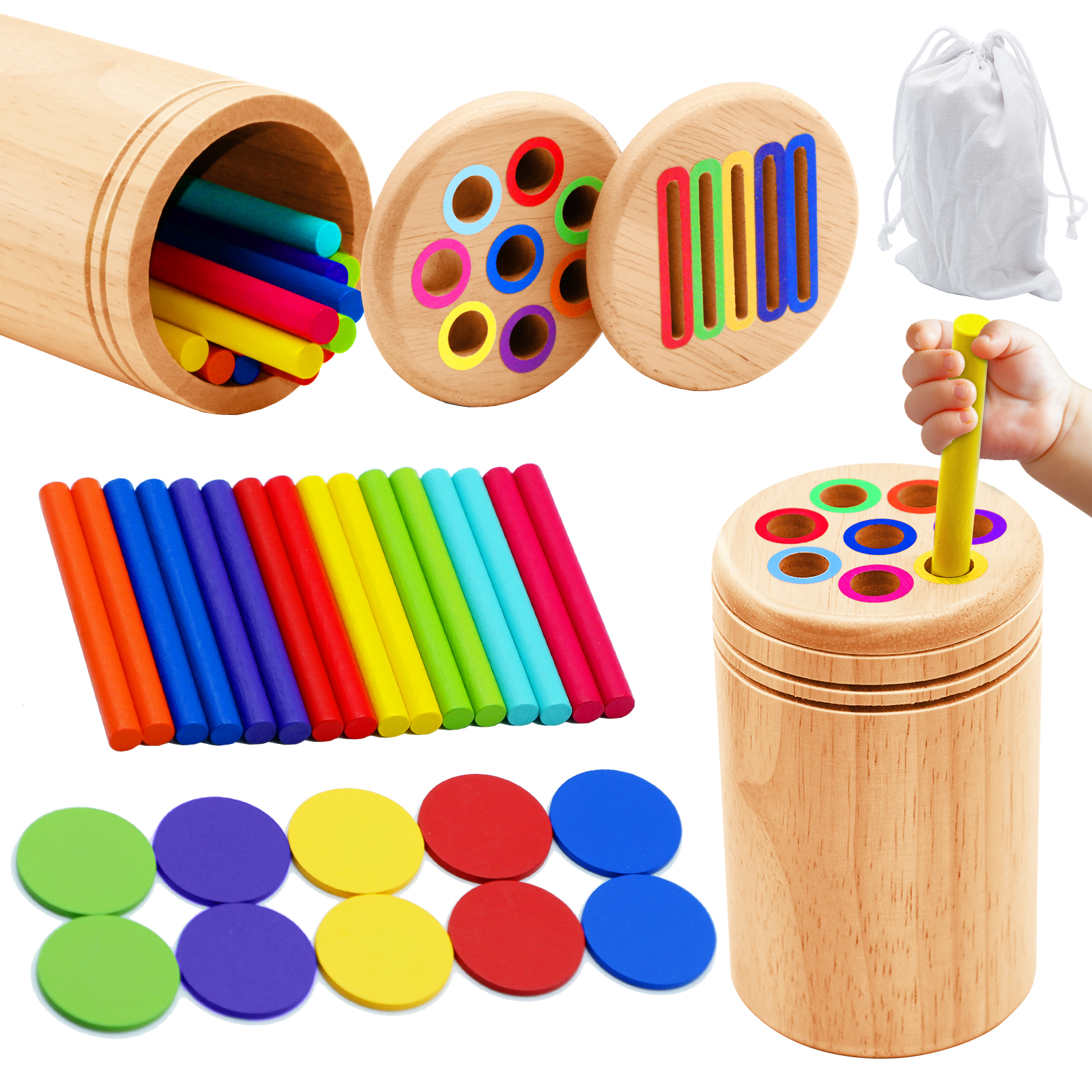 AliExpress Montessori Wooden Toys Color Sorting Fine Motor Toys Shape Matching Sensory Toys Early Educational Puzzle Toys for Toddlers