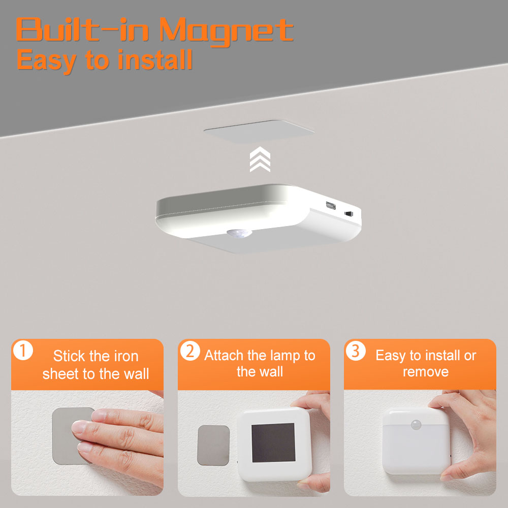 AliExpress USB-C Rechargeable Square Motion Sensor Night Light, view 5