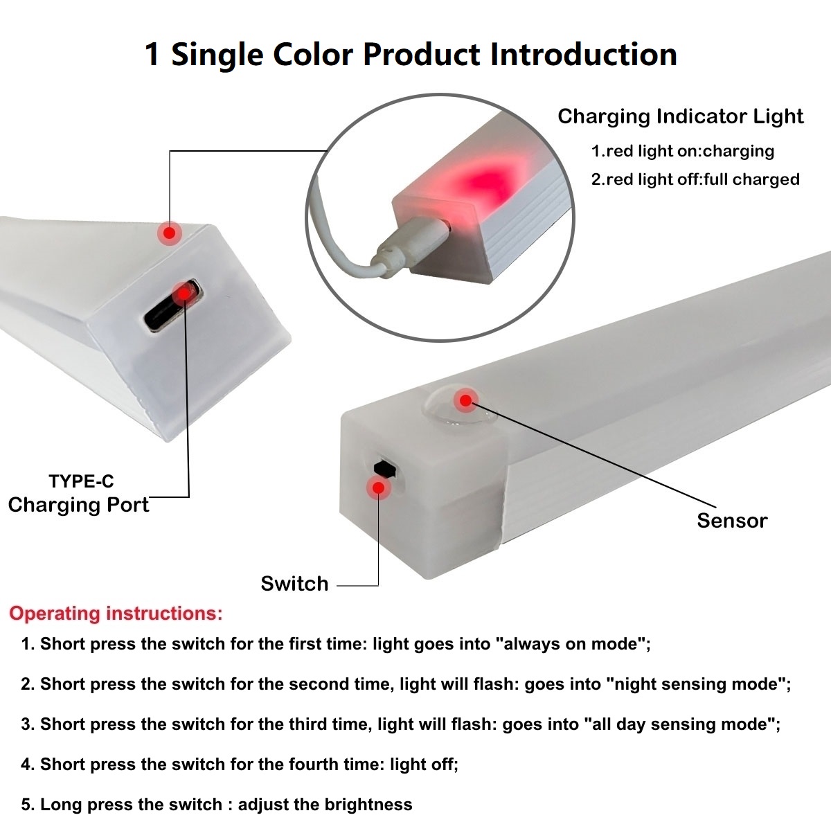 AliExpress USB Rechargeable Motion Sensor LED Light Bar, view 5