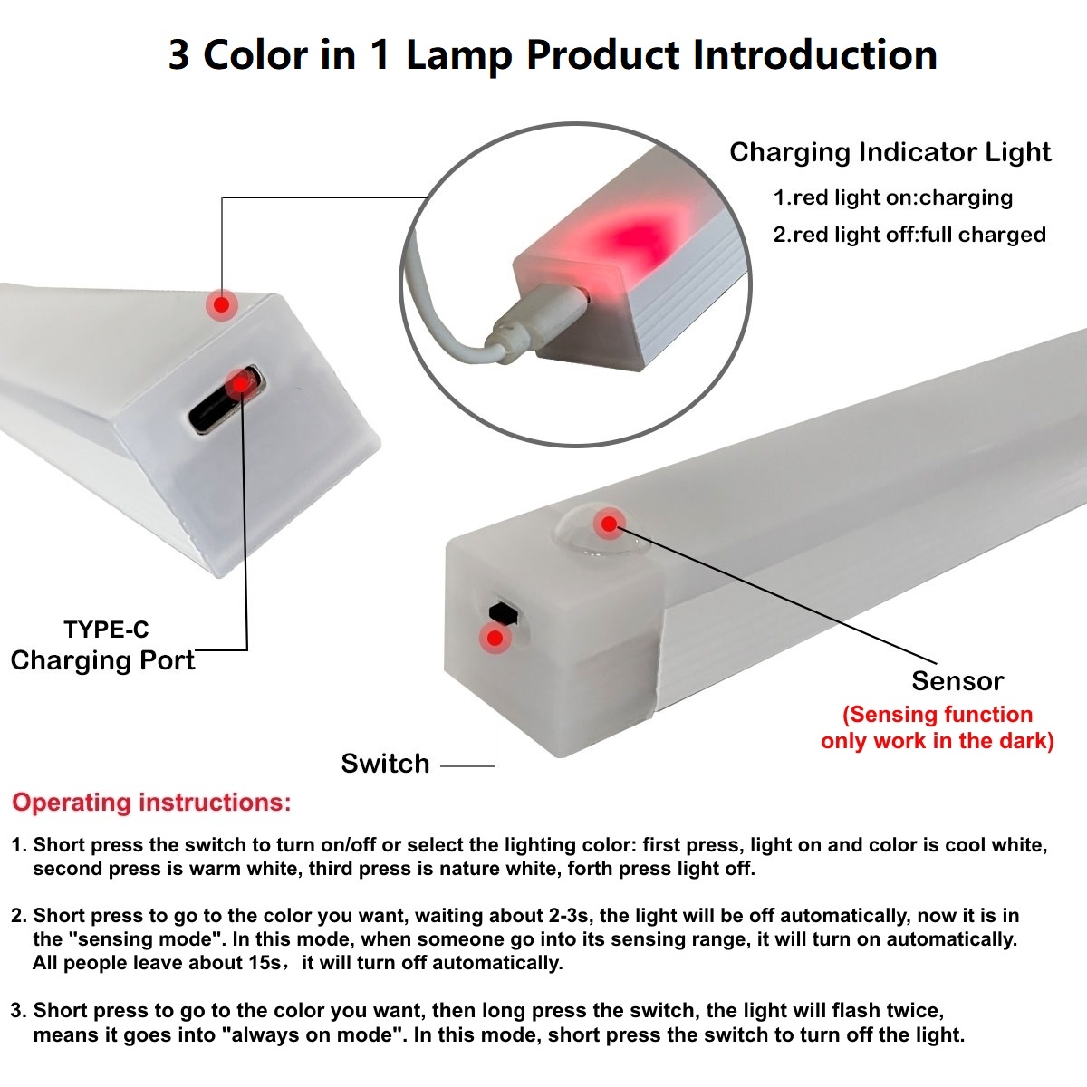 AliExpress USB Rechargeable Motion Sensor LED Light Bar, view 6