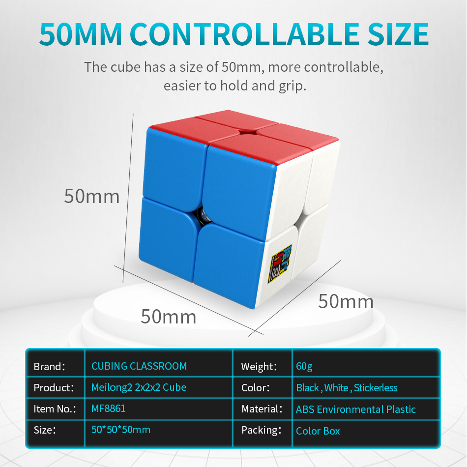 AliExpress MoYu Meilong Professional Magic Cube 2x2x2 classroom Stickerless 2 Layers Speed Cube Puzzle Cube Fidget Toys For Childrengifts, view 2