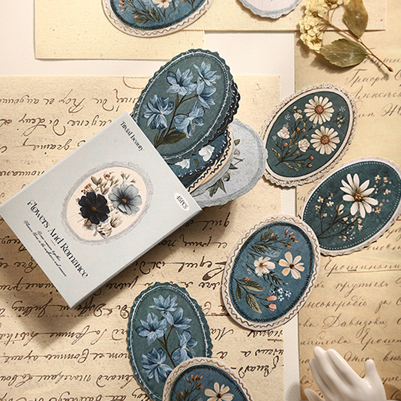 AliExpress Mr. Paper 45pcs Serene Florals Sticker Pack - Boxed Flower Theme Collection, DIY Journal Collage Decor Set, Literary Stationery