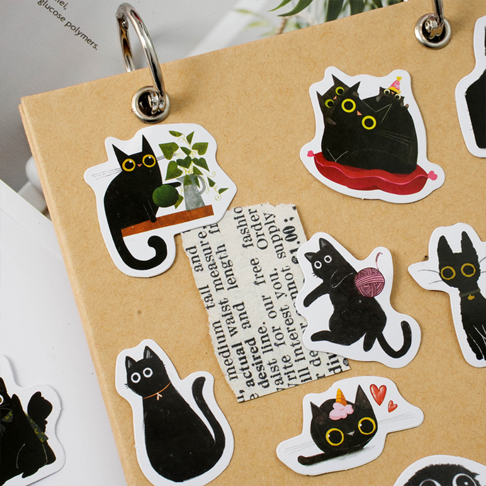 AliExpress Mr. Paper 46pcs/Box Kawaii Black Cat Stickers Items Decoration DIY Handbook Stickers Boxed Cute Stickers Korean Stationery, view 4