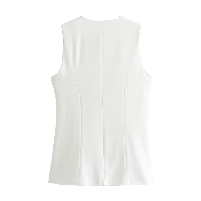 AliExpress MUJER 2025 Women Vest Button Sleeveless Jacket Women Waistcoat Summer White Vest Woman Fashion Elegant Women's Suit Vest Coat, view 4