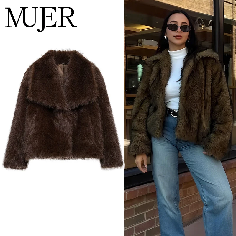 AliExpress MUJER Faux Fur Hairy Coat Woman Warm Winter Fluffy Coat Women New Plush Jackets for Women Outerwears Luxury Women's Teddy Coats
