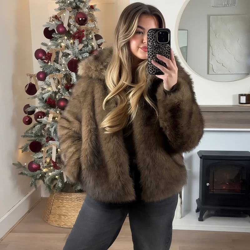 AliExpress MUJER Faux Fur Hairy Coat Woman Warm Winter Fluffy Coat Women New Plush Jackets for Women Outerwears Luxury Women's Teddy Coats, view 2