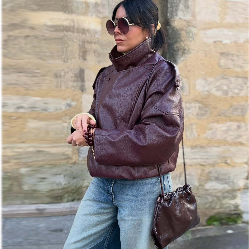 AliExpress MUJER Faux Leather Jackets for Women Oversize Women's Bomber Jacket Fashion Winter Womens Coats Outerwears Demi-season Jackets, view 2