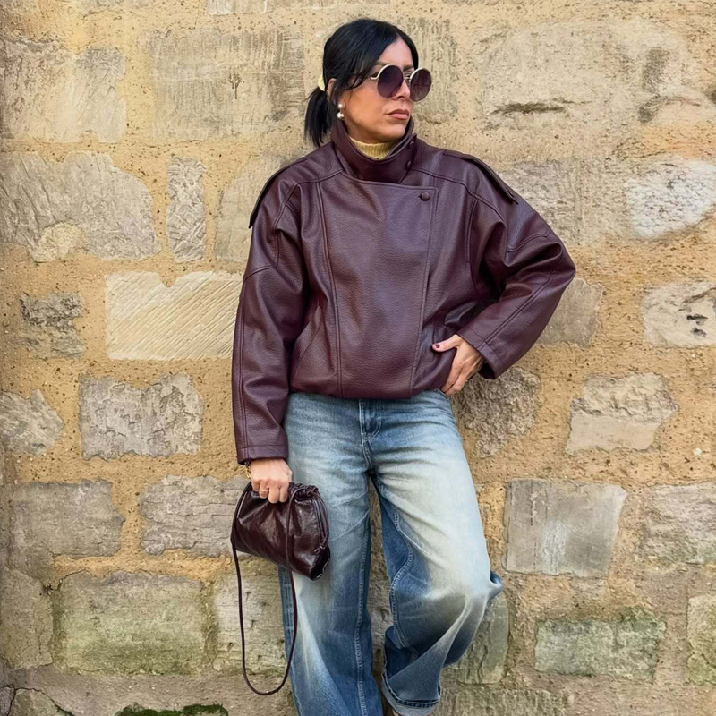 AliExpress MUJER Faux Leather Jackets for Women Oversize Women's Bomber Jacket Fashion Winter Womens Coats Outerwears Demi-season Jackets, view 5
